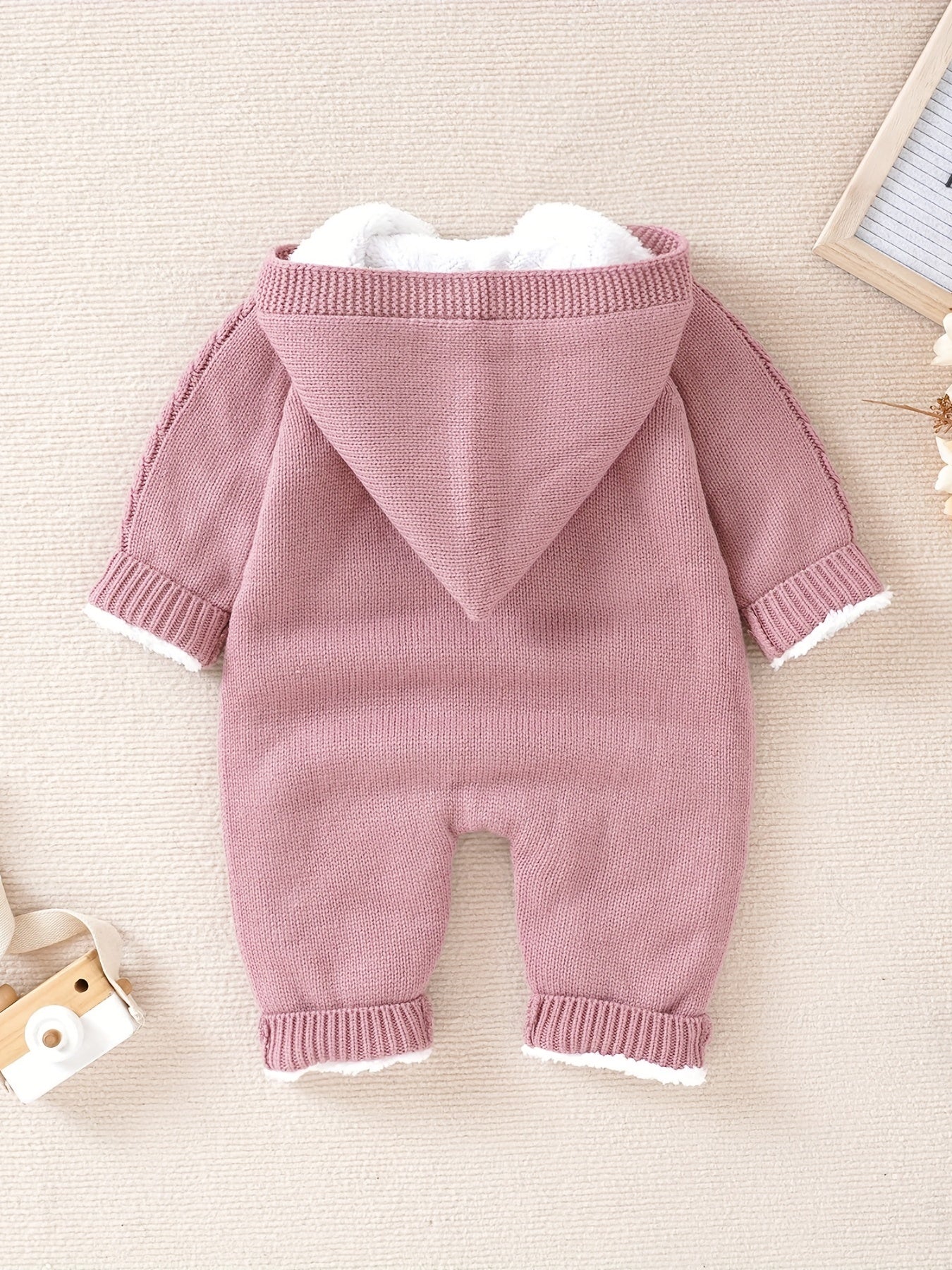 Newborn Boys And Girls Knitted Jumpsuit With Long Sleeve Hooded Pants Jumpsuit