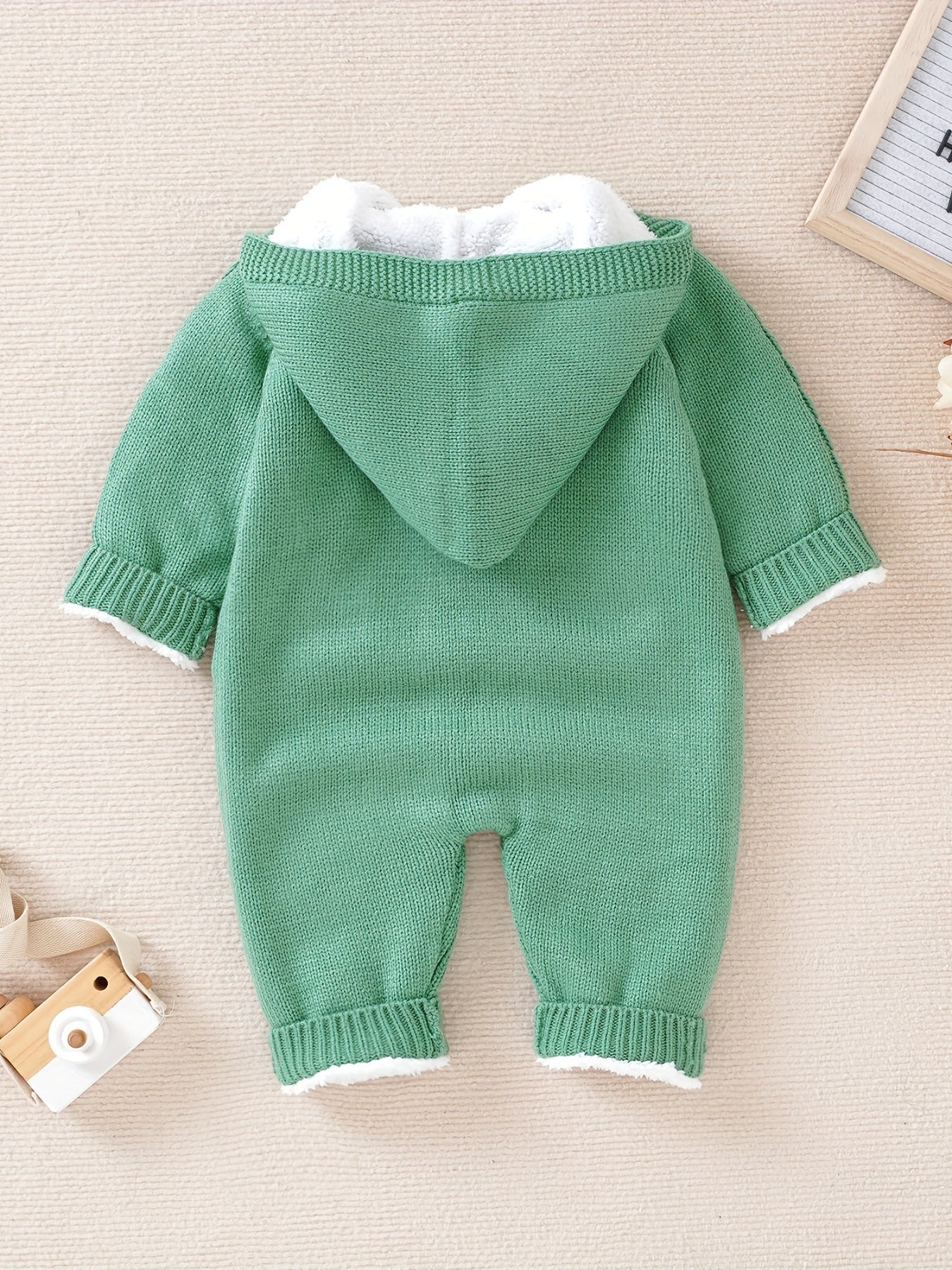 Newborn Boys And Girls Knitted Jumpsuit With Long Sleeve Hooded Pants Jumpsuit