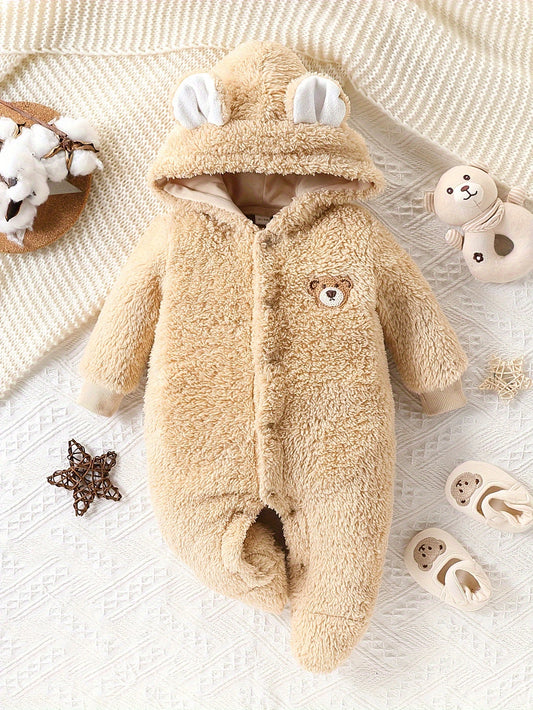 Cozy Fleece Bear Hooded Romper for Kids