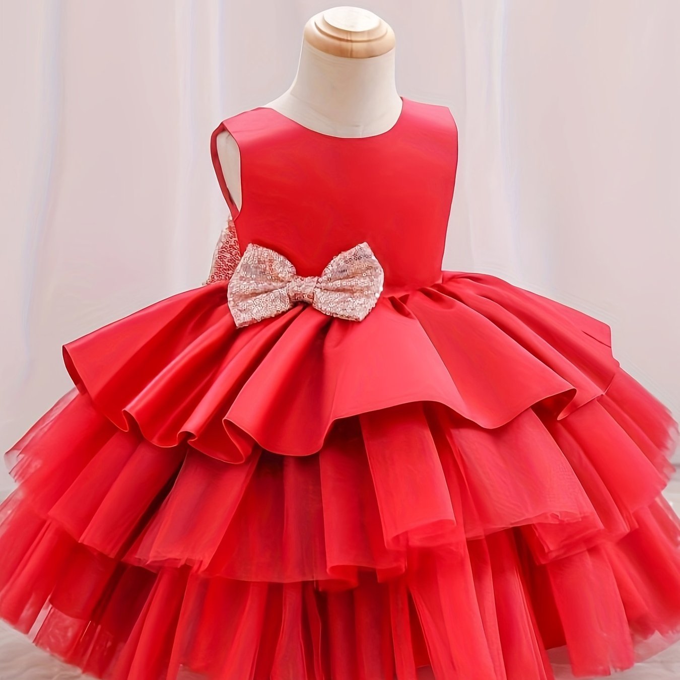 Adorable Girls' Princess Dress with Bowknot .