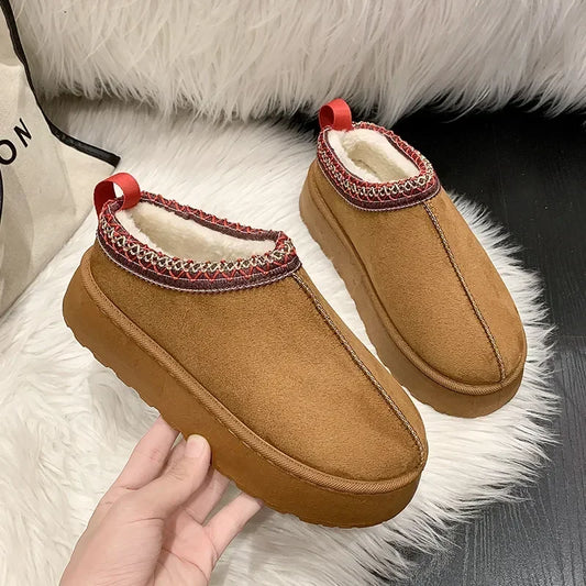 Snow Boots for Women 2023r New Cashmere Warm Thick Soles Without