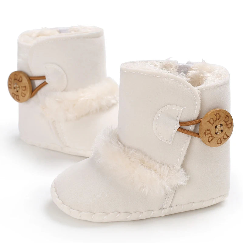 Boots Baby Girl Boys Winter Warm Shoes Solid Fashion Toddler Fuzzy Balls First Walkers Kid Shoes 0-18M