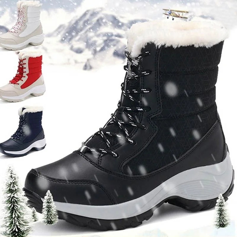 Winter Shoes Waterproof Boots Women Snow Boots Plush Warm Ankle Boots