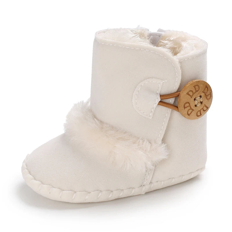 Boots Baby Girl Boys Winter Warm Shoes Solid Fashion Toddler Fuzzy Balls First Walkers Kid Shoes 0-18M