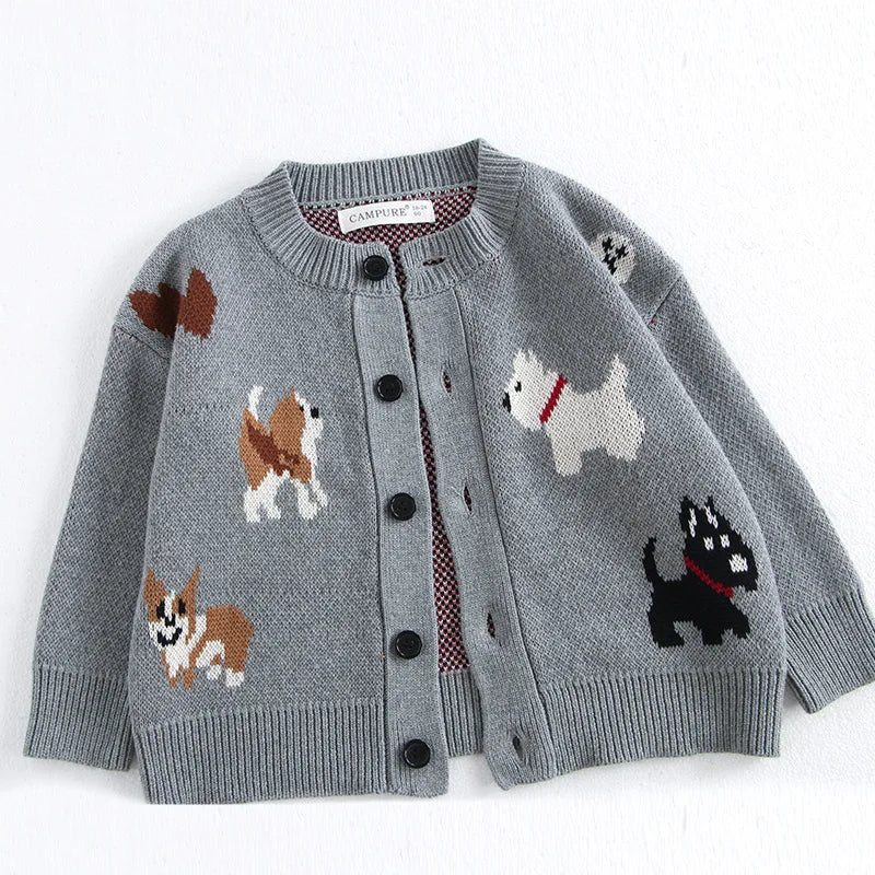 MILANCEL Spring Children's Sweater Jacket 1-8 Y Jacquard Cute Dog Boys