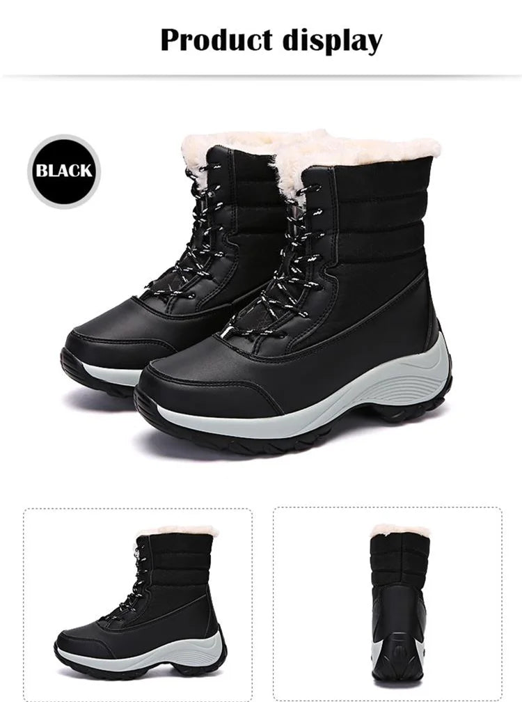 Winter Shoes Waterproof Boots Women Snow Boots Plush Warm Ankle Boots