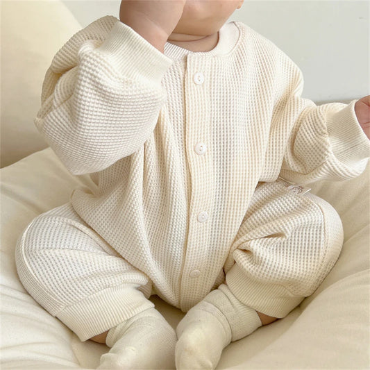 Newborn Baby Boy Waffle Jumpsuit