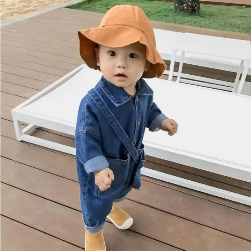 New Autumn Baby Cardigan Dungarees Style Casual Romper Boy Girl Children