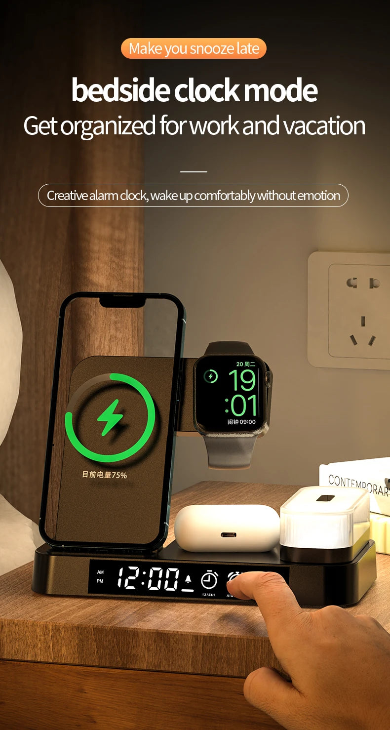 30W 3-in-1 Wireless Charger with Alarm Clock & Night Light | Product Universal