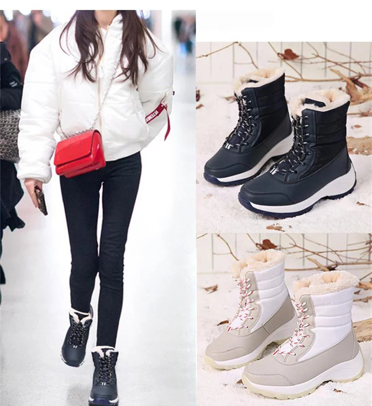 Winter Shoes Waterproof Boots Women Snow Boots Plush Warm Ankle Boots