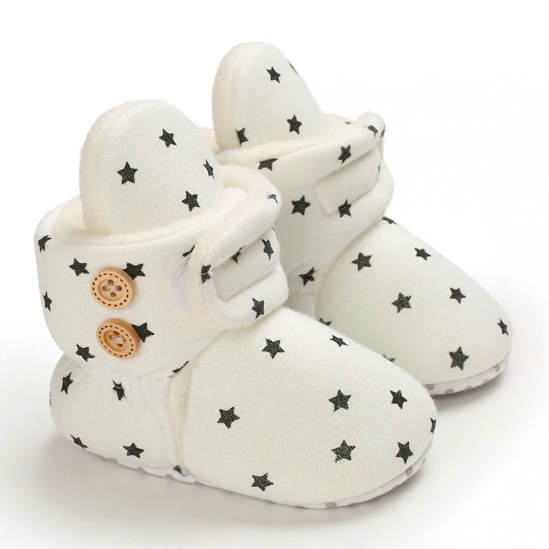 Boots Baby Girl Boys Winter Warm Shoes Solid Fashion Toddler Fuzzy Balls First Walkers Kid Shoes 0-18M