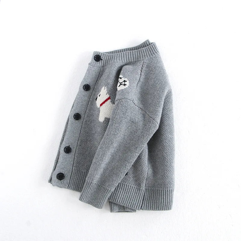 MILANCEL Spring Children's Sweater Jacket 1-8 Y Jacquard Cute Dog Boys