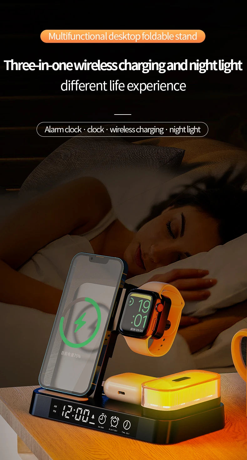 30W 3-in-1 Wireless Charger with Alarm Clock & Night Light | Product Universal