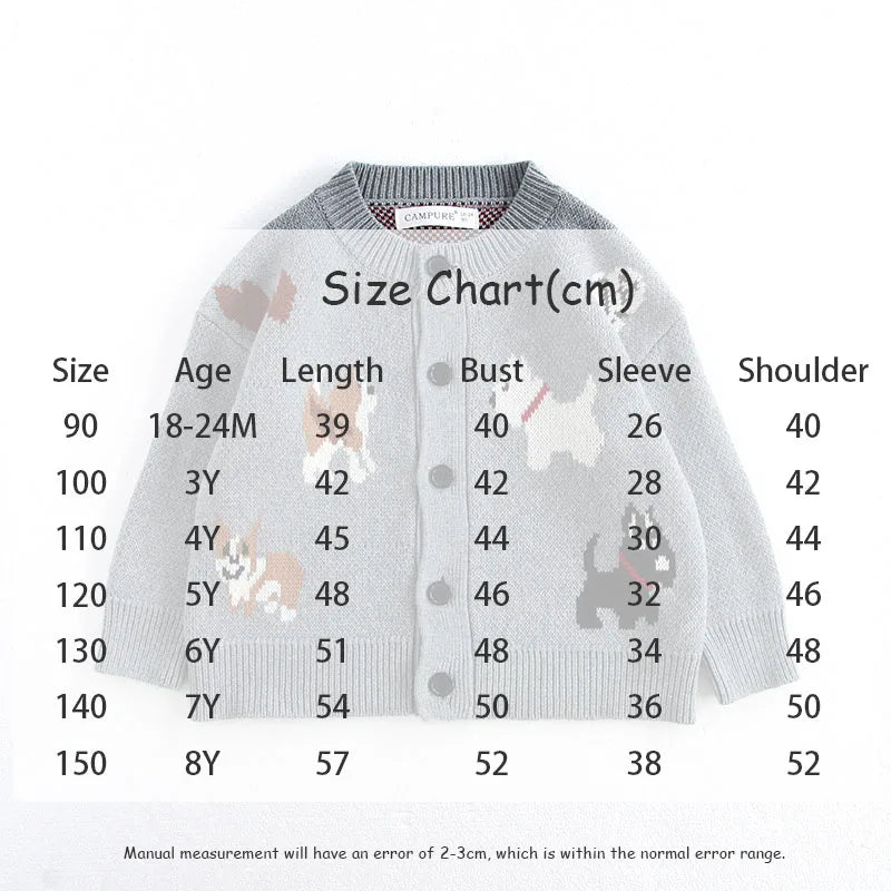 MILANCEL Spring Children's Sweater Jacket 1-8 Y Jacquard Cute Dog Boys