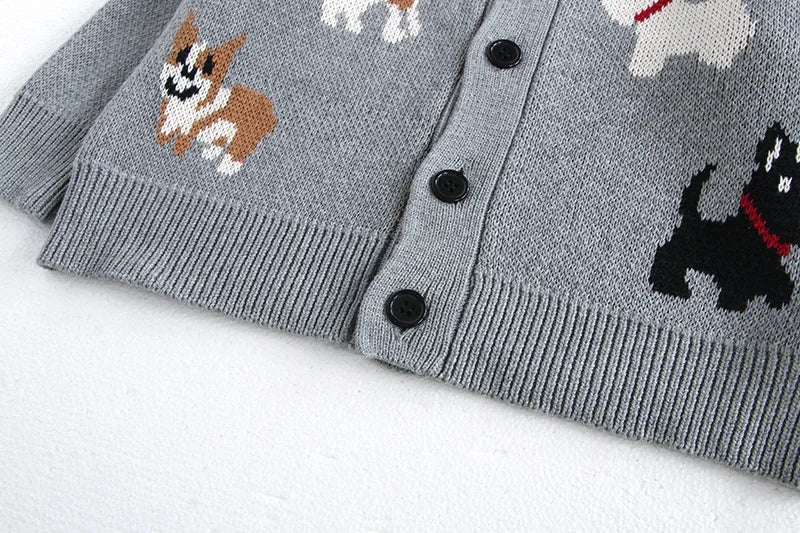 MILANCEL Spring Children's Sweater Jacket 1-8 Y Jacquard Cute Dog Boys