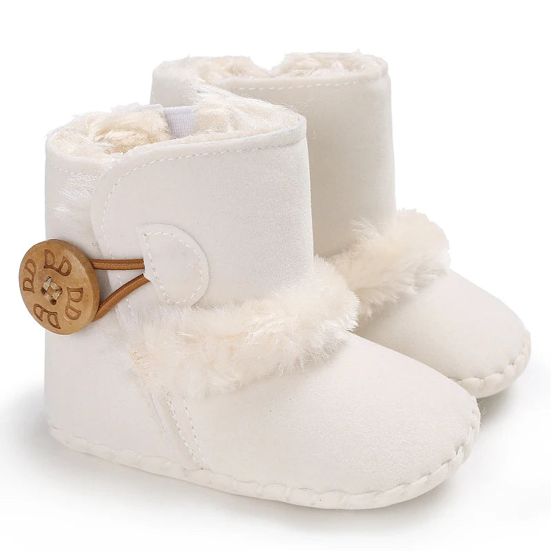 Boots Baby Girl Boys Winter Warm Shoes Solid Fashion Toddler Fuzzy Balls First Walkers Kid Shoes 0-18M