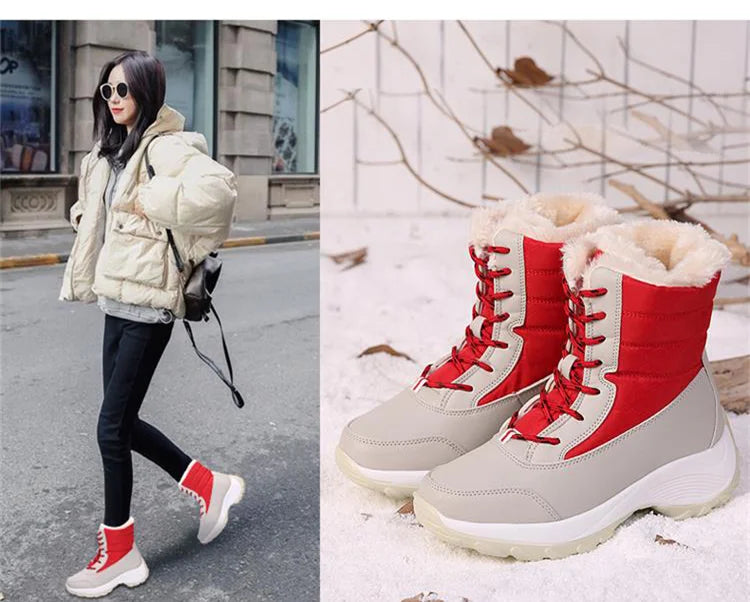 Winter Shoes Waterproof Boots Women Snow Boots Plush Warm Ankle Boots