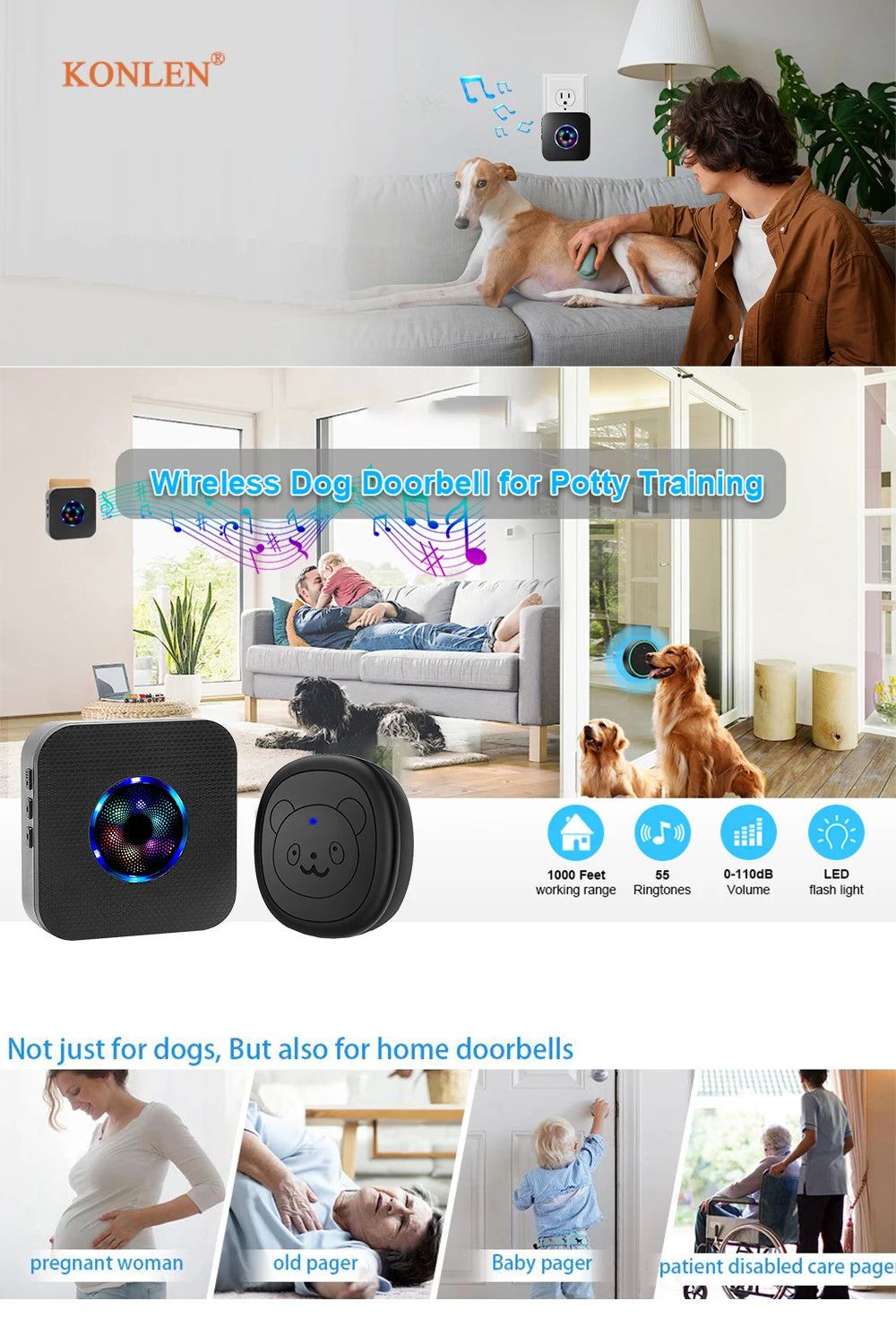 Smart Dog Doorbell Wireless for Potty Training  | Product Universal