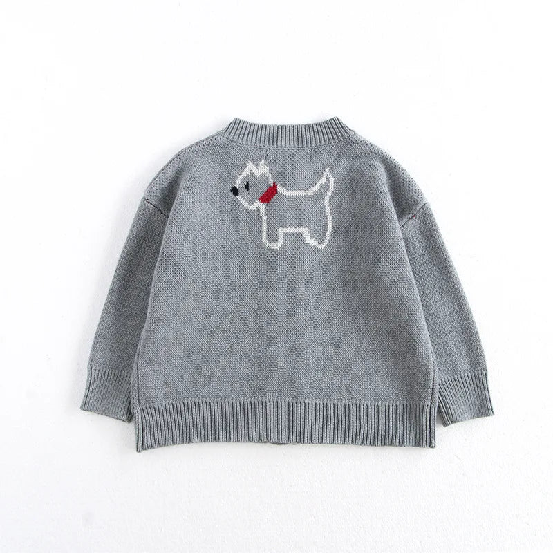 MILANCEL Spring Children's Sweater Jacket 1-8 Y Jacquard Cute Dog Boys