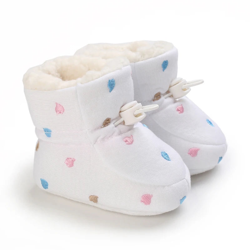 Boots Baby Girl Boys Winter Warm Shoes Solid Fashion Toddler Fuzzy Balls First Walkers Kid Shoes 0-18M