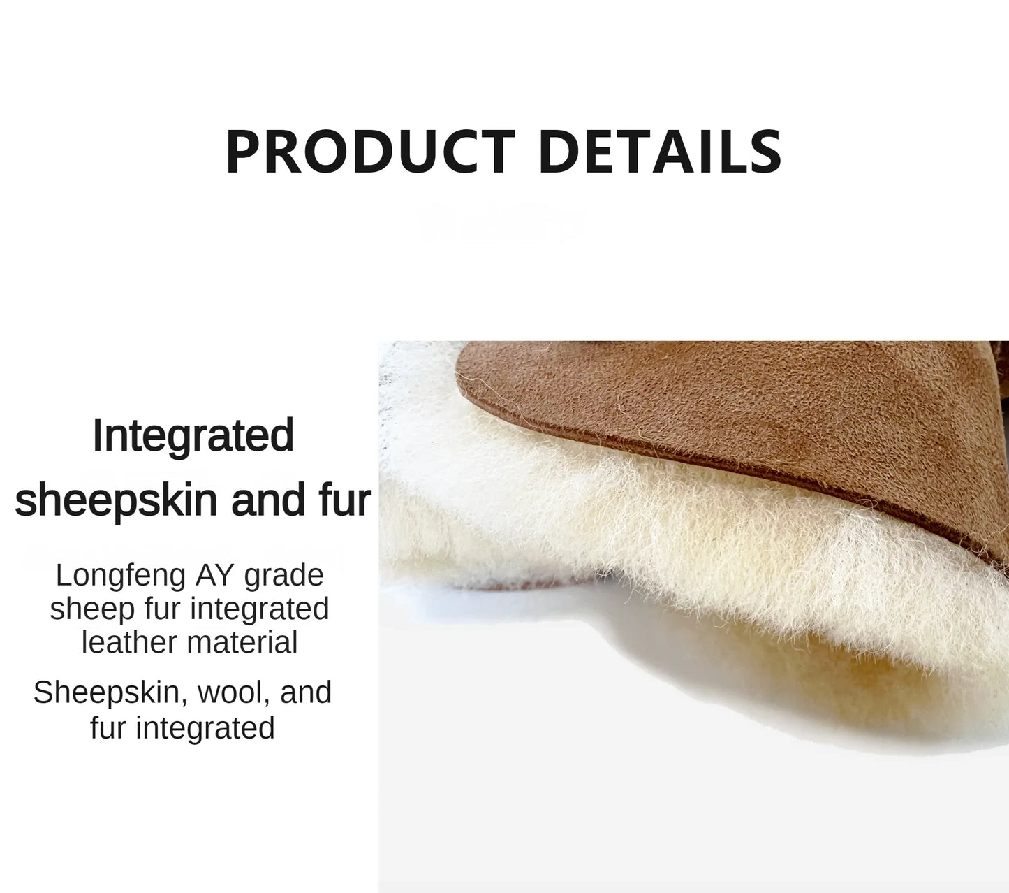 Men's and women's sheepskin and wool integrated snow boots, real leather and fur