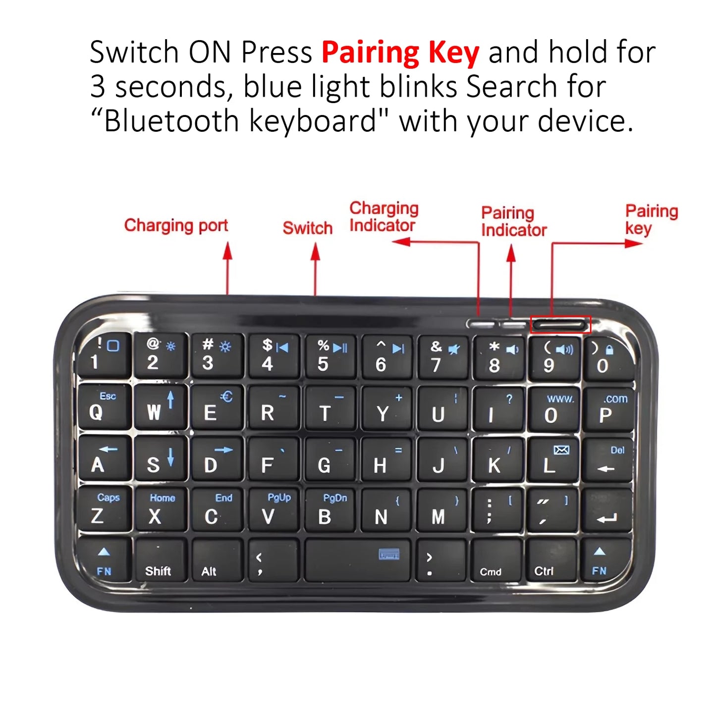 Mini Rechargeable Type-C Bluetooth Keyboard  Pocket-Sized Convenience  | Product Universal