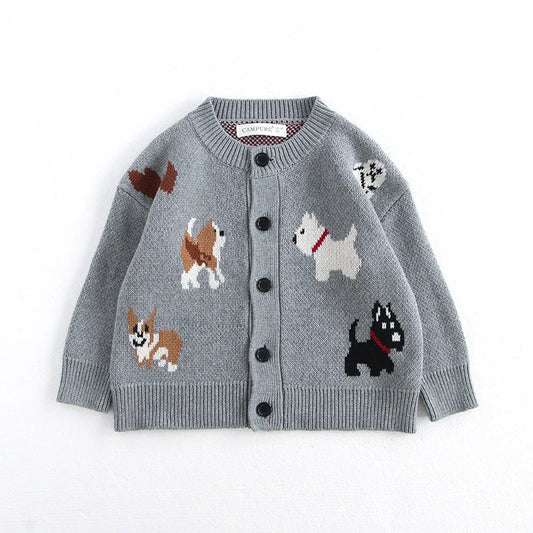 MILANCEL Spring Children's Sweater Jacket 1-8 Y Jacquard Cute Dog Boys