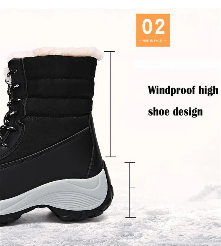 Winter Shoes Waterproof Boots Women Snow Boots Plush Warm Ankle Boots