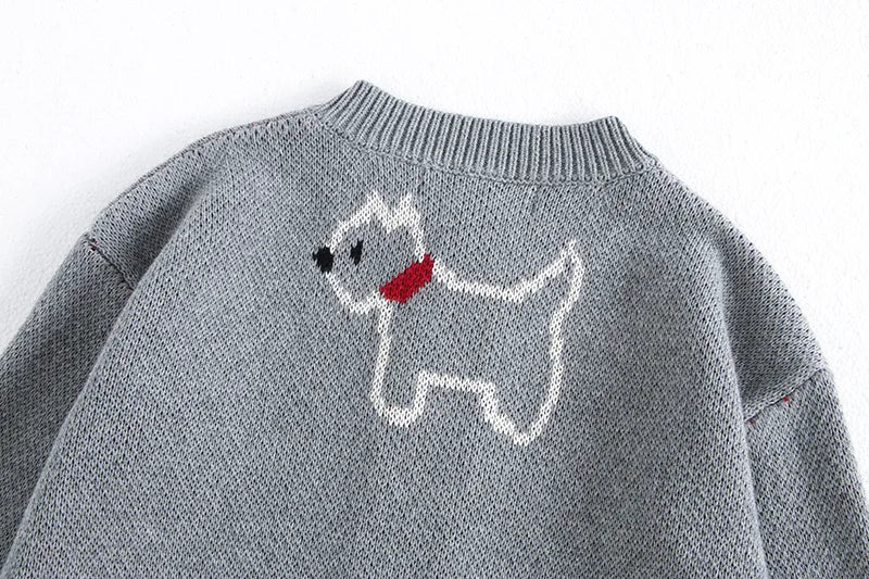 MILANCEL Spring Children's Sweater Jacket 1-8 Y Jacquard Cute Dog Boys