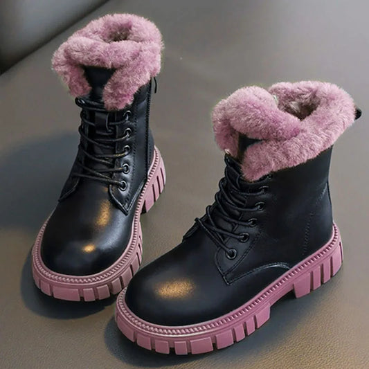 6-18y Korean Style Winter Fashion Boots For Girls Thick Warm