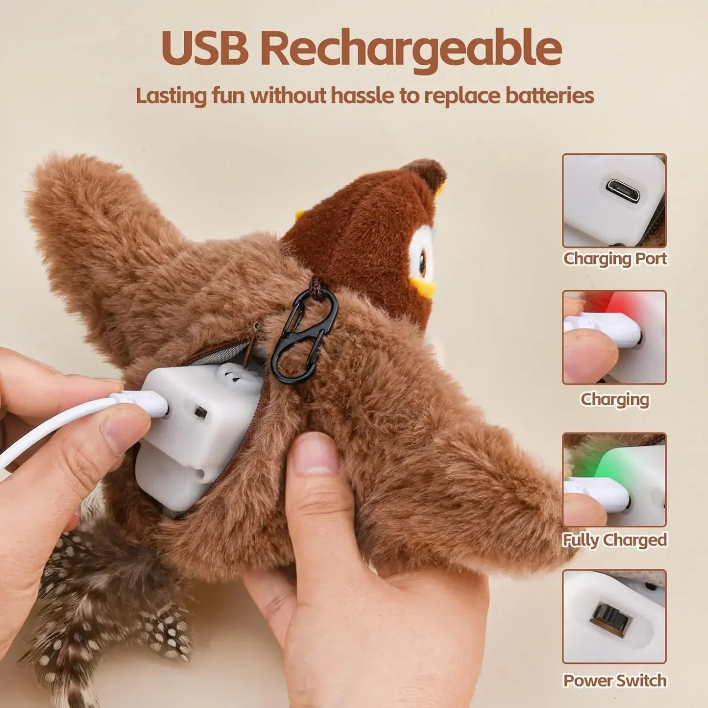 Interactive Cat Toy Rechargeable Chirping Flapping Bird | Product Universal