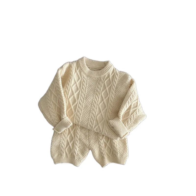 Autumn Winter Children Knitted Twist Sweater Set Kid Boy Girl