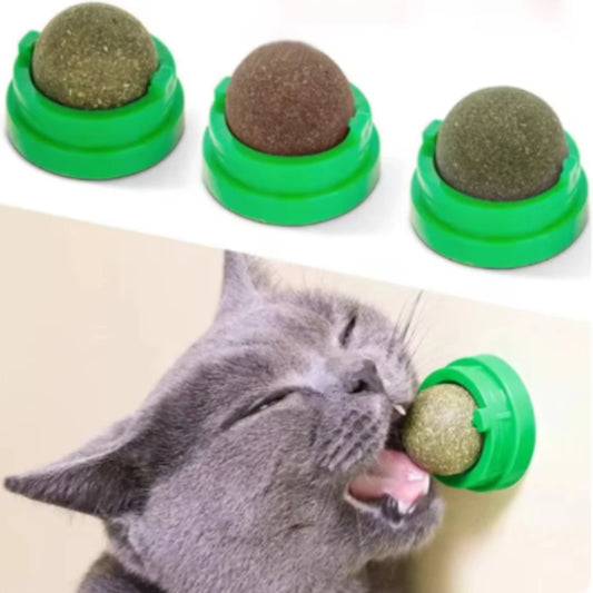 Catnip Wall Stick-On Ball Toy  Healthy Digestive Treats for Cats | Product Universal