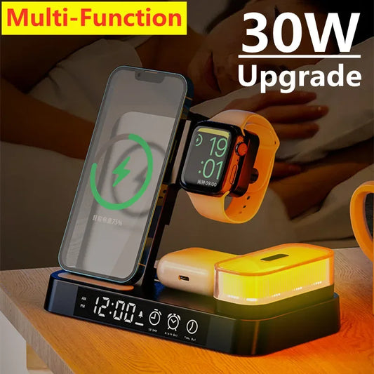 30W 3-in-1 Wireless Charger with Alarm Clock & Night Light | Product Universal