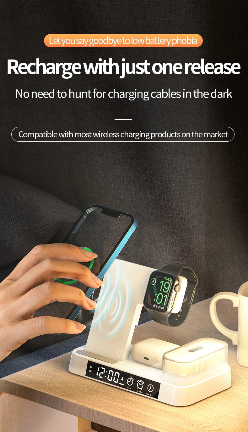 30W 3-in-1 Wireless Charger with Alarm Clock & Night Light | Product Universal