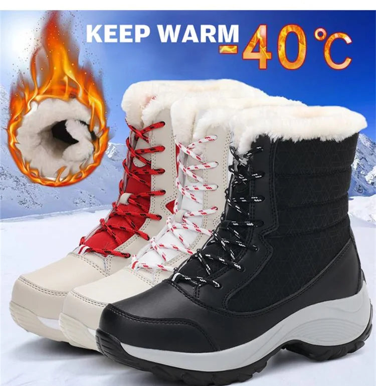 Winter Shoes Waterproof Boots Women Snow Boots Plush Warm Ankle Boots