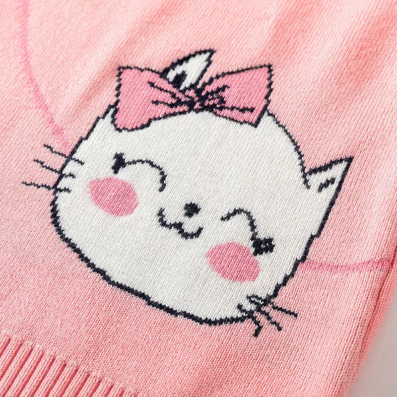 Little maven Kids Clothes 2024 Winter Autumn Baby Girls Children's Clothing Pink Sweater Casual Cartoon Cats 2-7 years