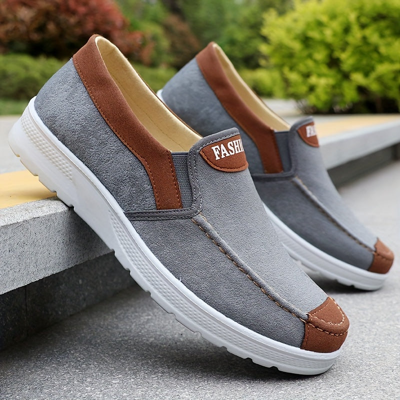 Men'S Casual Sports Sneakers - Solid Color, Slip-On, Round Toe, Lightweight.