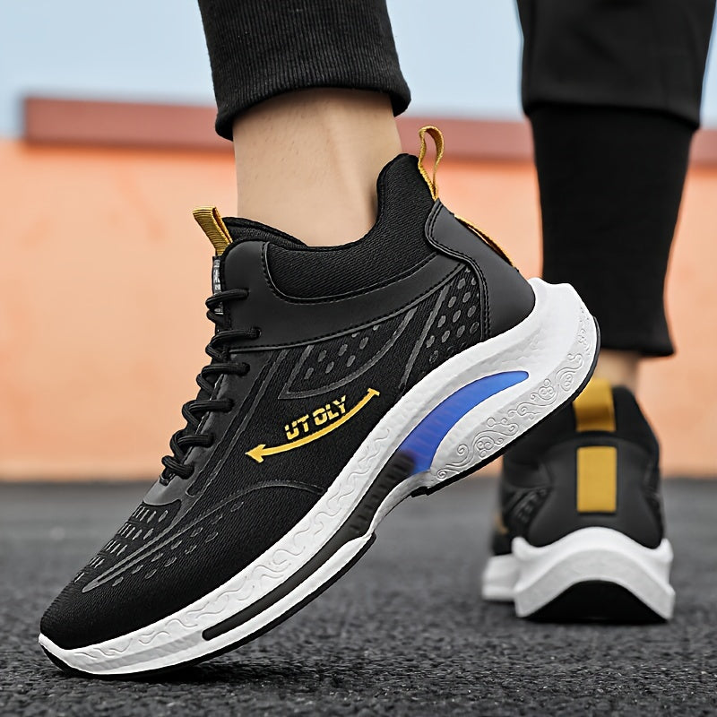 Men's Solid Trendy Sneakers Non Slip Shock Absorption All Seasons Outdoor Jogging Workout Hiking Comfy