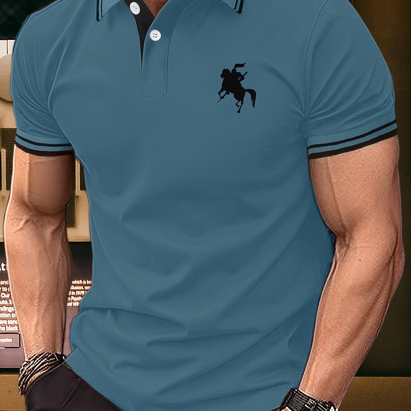 Men's Fashion Horse Riding Knight Pattern Henley Shirt | Product Universal