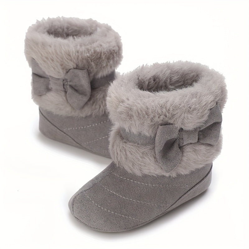 Cute Baby Girl Winter Boots with Bowknot - Soft, Warm,