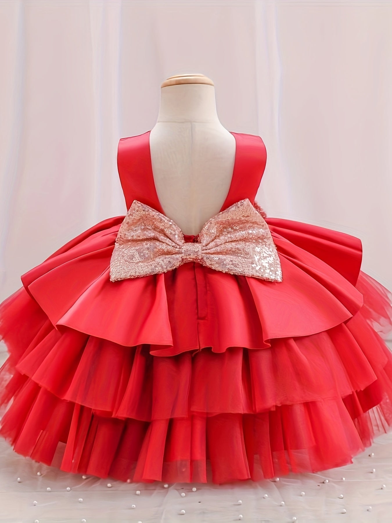 Adorable Girls' Princess Dress with Bowknot .