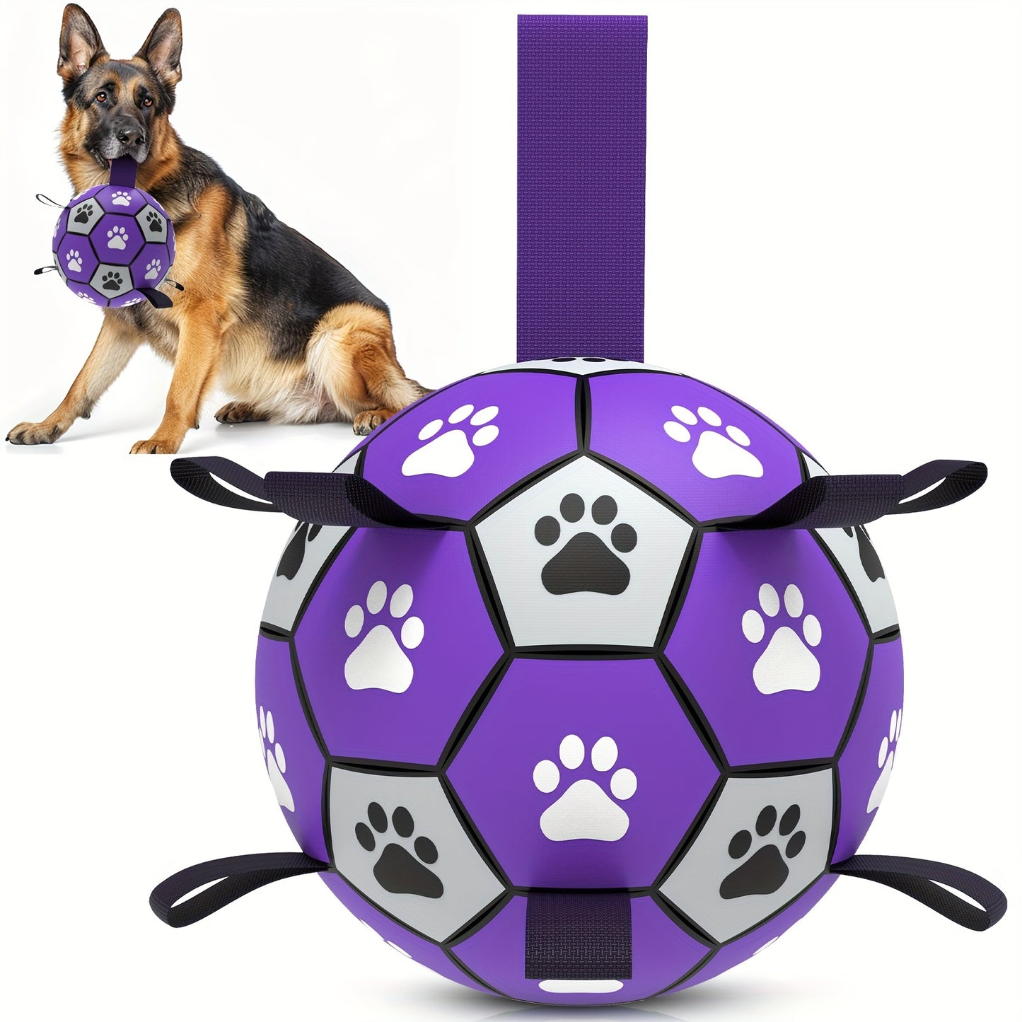 Durable Rubber Soccer Ball Dog Toy with Straps | Product Universal