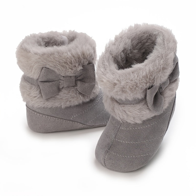 Cute Baby Girl Winter Boots with Bowknot - Soft, Warm,