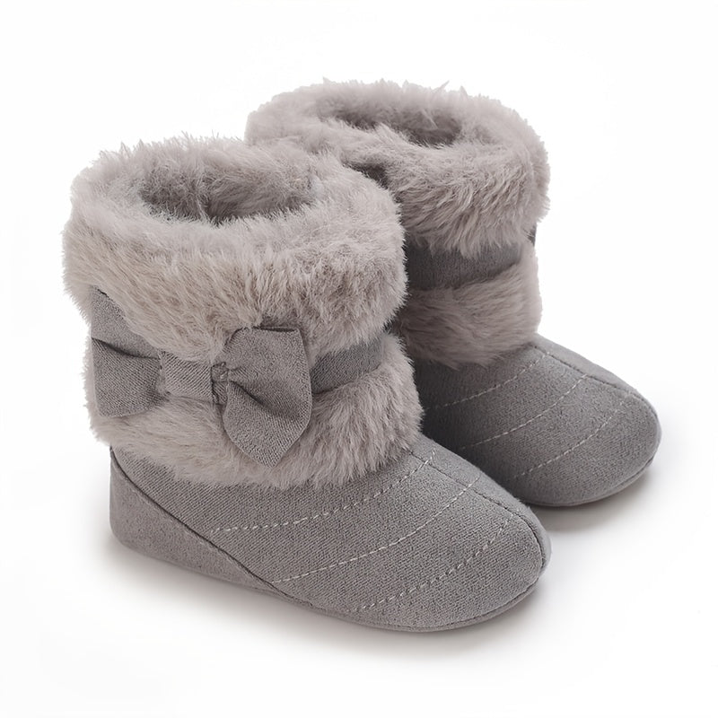 Cute Baby Girl Winter Boots with Bowknot - Soft, Warm,