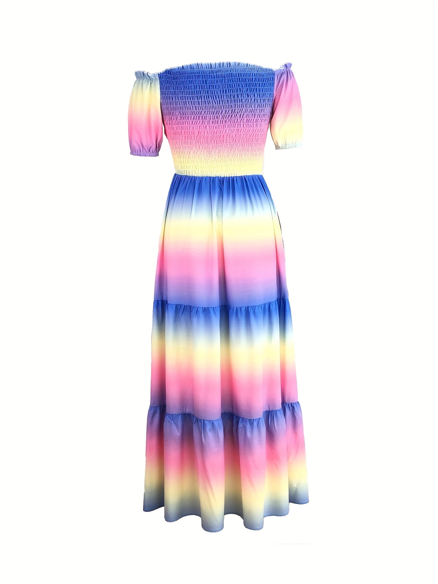 Gradient Print Tiered Dress,