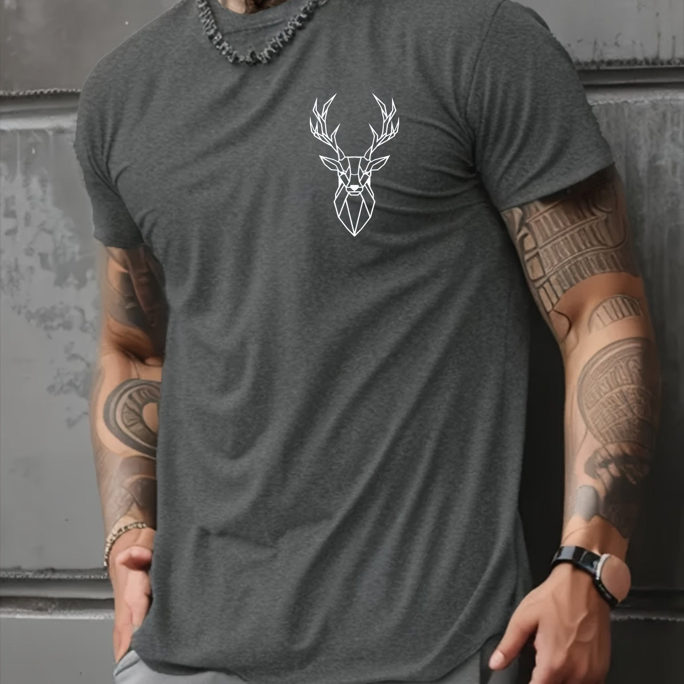 Deer Graphic Men's Short Sleeve T-shirt,