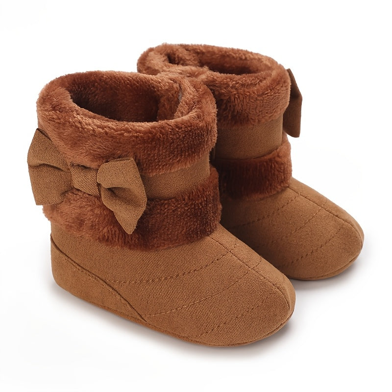 Cute Baby Girl Winter Boots with Bowknot - Soft, Warm,