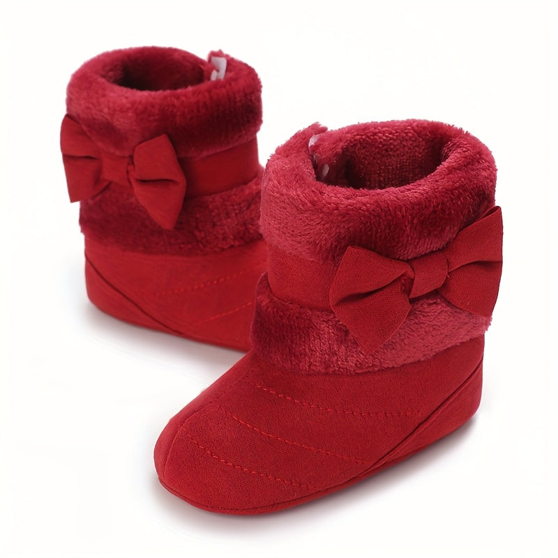 Cute Baby Girl Winter Boots with Bowknot - Soft, Warm,