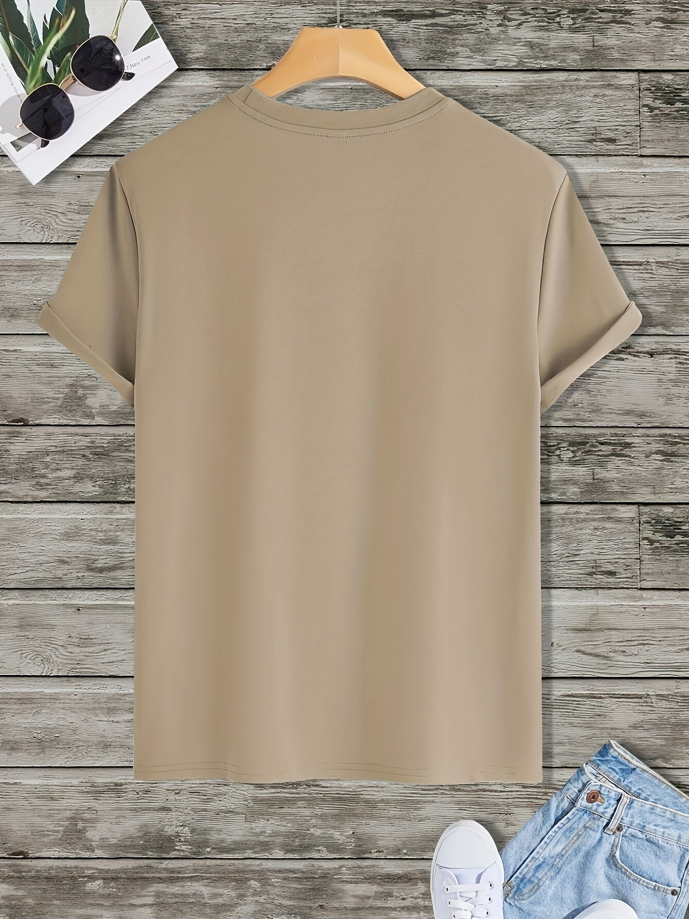 Men's Cotton T-Shirt with Headphones Music Design.